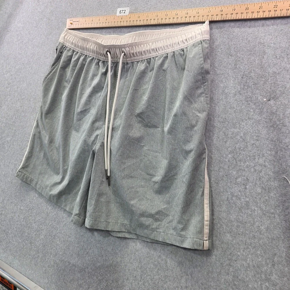 Goodfellow & Co Mens Swim Trunks Gray Striped Board Shorts Size L Large 7in seam